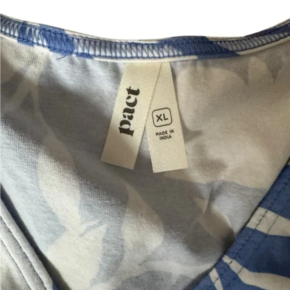 Pact Organic Cotton Blue Floral Wrap Dress XL Coastal Cottagecore Resort Summer - Picture 5 of 7